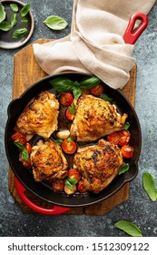 Chicken Thighs Roasted With Tomatoes And Garlic, Quick Dinner Dishrecipe