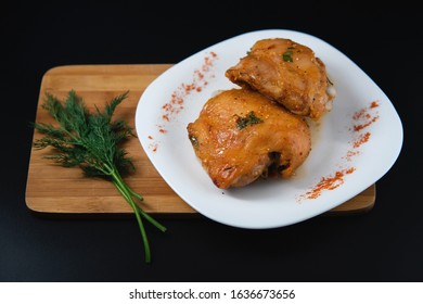 chicken thighs stick meat green gold - Shutterstock ID 1636673656