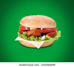 Chicken Tikka Burger Sandwich with Cheese