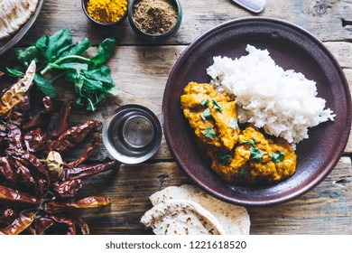 Chicken Tikka Masala Rice Chapati On Stock Photo (Edit Now) 1225150144