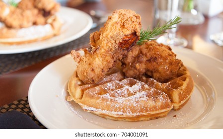 Chicken Waffle On The Plate