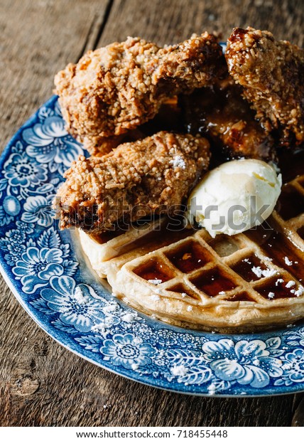 Chicken Wings Waffles Served Butter On Stock Photo Edit Now