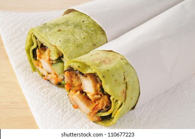 Chicken Wrap Sandwiches In Paper Sleeves