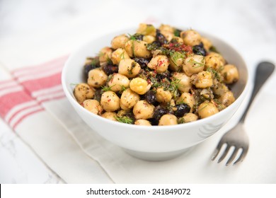 Chickpea And Black Bean Vegetarian Salad With Fresh Herbs