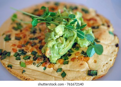 A Chickpea Flour Vegan Omelette With Corn And Avocado