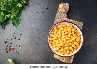 Chickpeas Boiled Chickpea Legumes Turkish Peas Fresh Healthy Meal Food Diet Snack On The Table Copy Space Food Background 