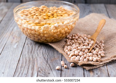 Chickpeas Soaked In Water In A Bowl