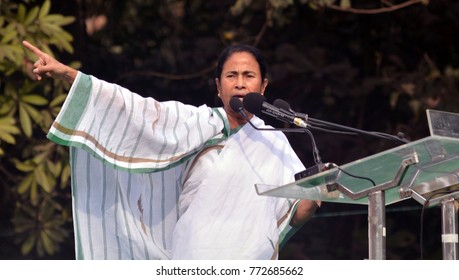 Chief Minister Mamata Banerjee Addressing A Rally In Central Kolkata On Wednesday To Observe National Integration Day On Wednesday 06 December 2017