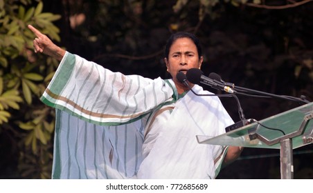 Chief Minister Mamata Banerjee Addressing A Rally In Central Kolkata On Wednesday To Observe National Integration Day On Wednesday 06 December 2017