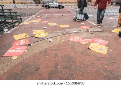 Chiefs Fan Signs Litter The Ground After Chiefs Kingdom Parade