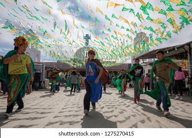 
Chihuahua, Mexico - November 18, 2018: 
Matachines Dancing The Virgin Of Guadalupe In San Judas Tadeo, Chihuahua, Mexico.