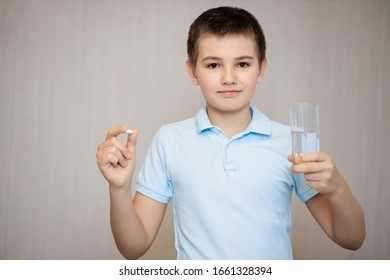 Child 10-11 Years Old Takes Medication For Recovery