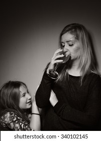 Child Ask That Mother Stopped Drinking Alcohol.