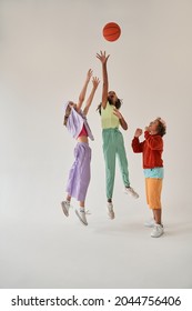 Child Basketball Players On A White Background During The Game