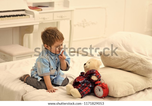 Child Bedroom Silence Gesture Time Sleep Stock Photo Edit