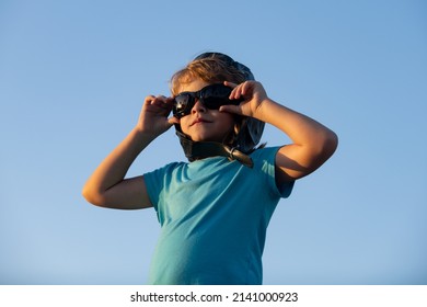 Child Boy Playing Pilot Goggles Helmet Stock Photo 2141000923 ...