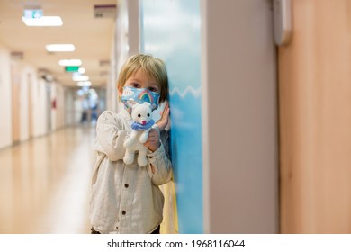 Child, Boy, Sitting In The Waiting Room In Emergency, Waiting For Examination And Xrays