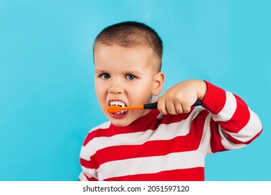 Child Brushing Vampires Teeth Orange Brush Stock Photo 2051597120 ...