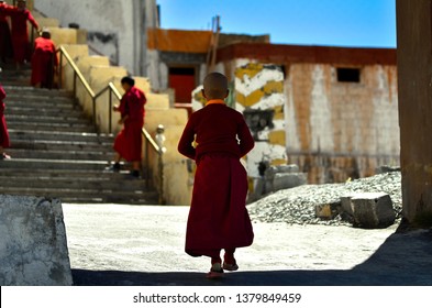 Child Buddhist Monk Of Key Monastery or Key Gompa. Tibetan Buddhist monastery of Lahaul and Spiti, Himachal Pradesh