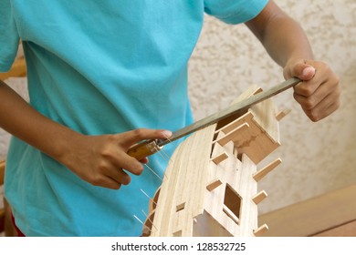 Child Building A N Historic Model Ship