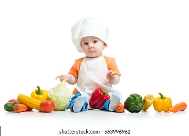 Child Chef Boy Isolated On White Background