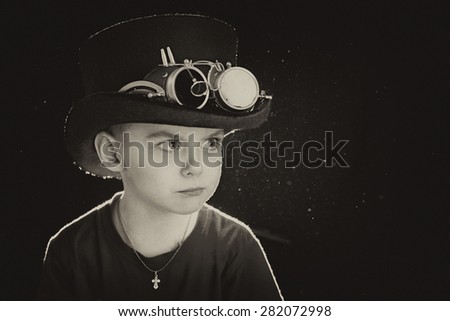 Similar – stylish little gentleman in hat looking up