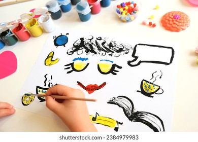 Child coloring funny sketch