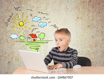 Child, Computer, Internet.