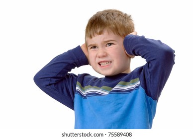 Child Covering His Ears With Hands