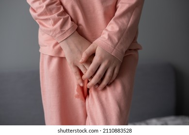 Child Described Pants. Inflammation Of The Urinary System In A Child, Cystitis, Urinary Incontinence