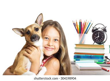  Child And The Dog And School Supplies 