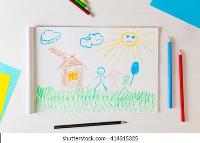 Child Draws Pencil Drawing House His Stock Photo 414315325 | Shutterstock