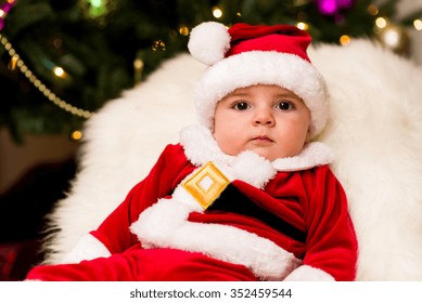 Child Dressed Santa Under Tree Stock Photo 352459544 | Shutterstock