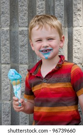 Child Eating Bubble Gum Ice Cream Cone