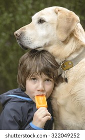 Child Eating Ice Cream With Your Dog