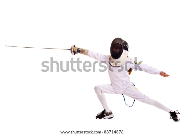 Child Epee Fencing Lunge Isolated Stock Photo (edit Now) 88714876