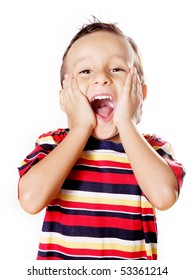 Child Expressing Surprise With His Hands In His Face