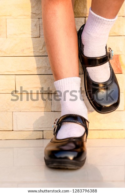 Child Feet Girl Wear Black Student Stock Photo (Edit Now) 1283796388