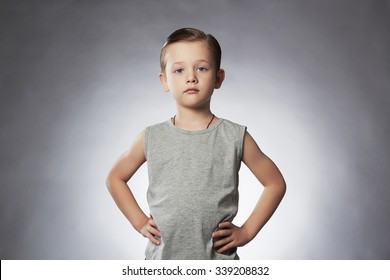 Child. Funny Little Boy.Sport Handsome Boy. Fitness Gym Instructor