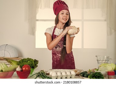 Child Girl Cooking Meal From Healthy And Organic Products Only, Health