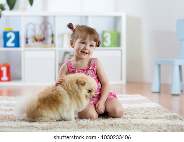 Child Girl Dog Sitting On Floor Stock Photo 1030233406 | Shutterstock