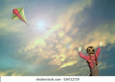 Child Girl Flying Kite Country Fantasy Stock Photo 534712729 | Shutterstock