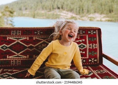 Child Girl Happy Laughing Emotional Kid Cute Blonde Hair Baby Outdoor 3 Years Old Kid Having Fun Family Lifestyle Travel Vacations