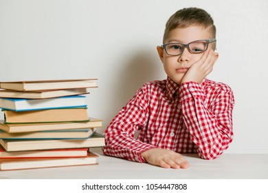 Child Glasses Tired Sitting His Desk Stock Photo 1054447808 | Shutterstock