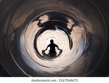 A Child Going Down A Tunnel Slide In An Aquapark,very Enjoy The Holiday