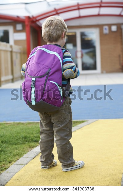 Child Going School Wearing Backpack Stock Photo (Edit Now) 341903738