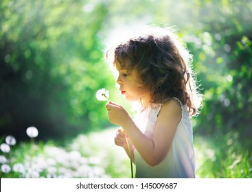 Child Has Summer Joy With Dandelion