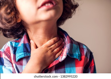 Child Have Sore Throat Sick. Children, Healthcare, Medicine Concept