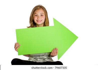 Child Holding A Blank Sign For An Advertisement.