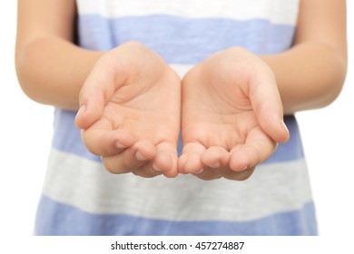 Child holding hands, closeup